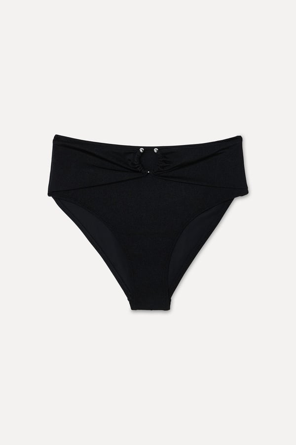 Kadın Siyah Toka Detaylı Bikini Altı