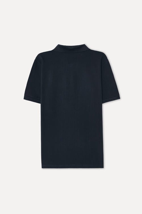 Kadın Lacivert Jakarlı Polo Yaka T-Shirt