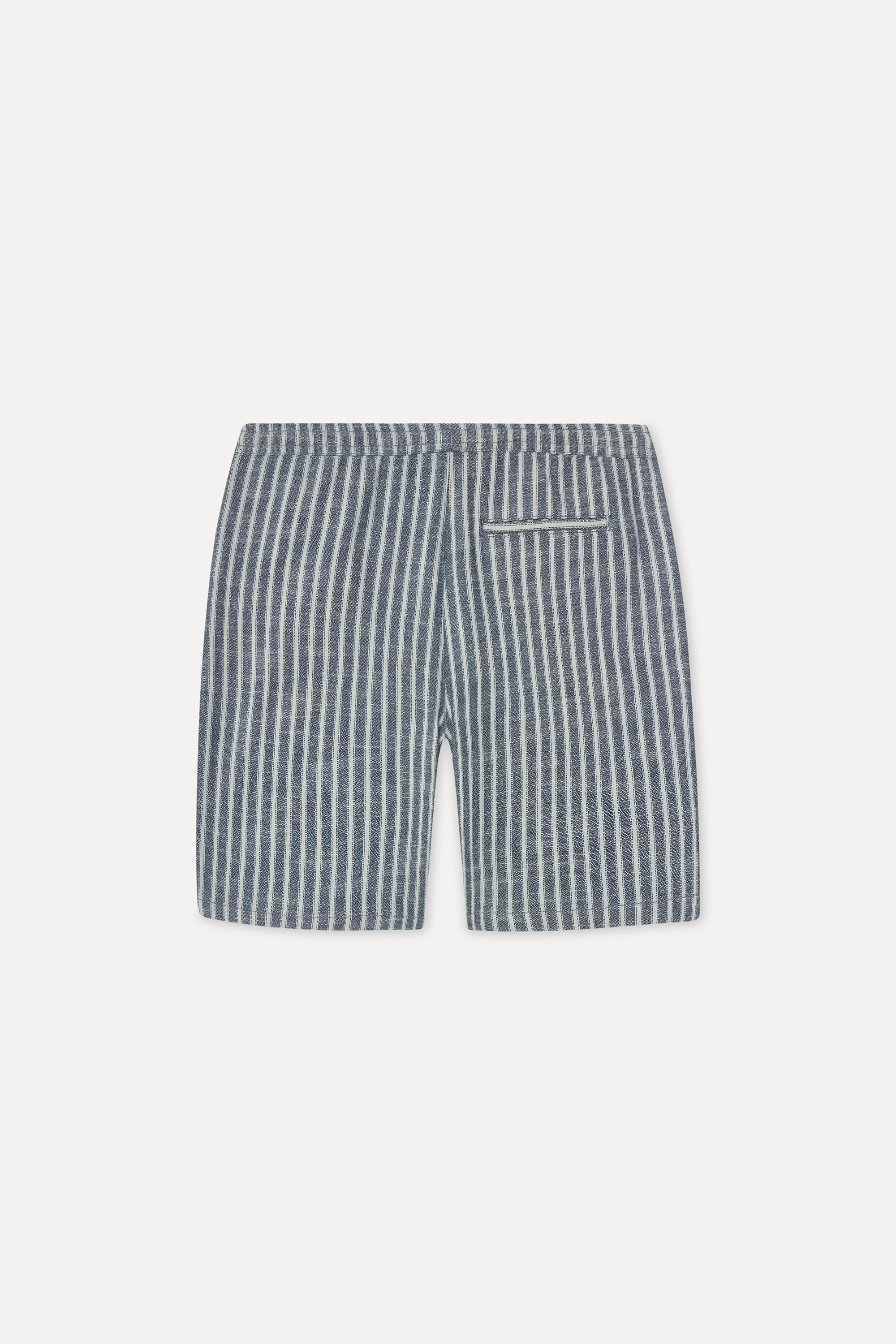 Erkek İndigo Çizgili Straight Fit Şort