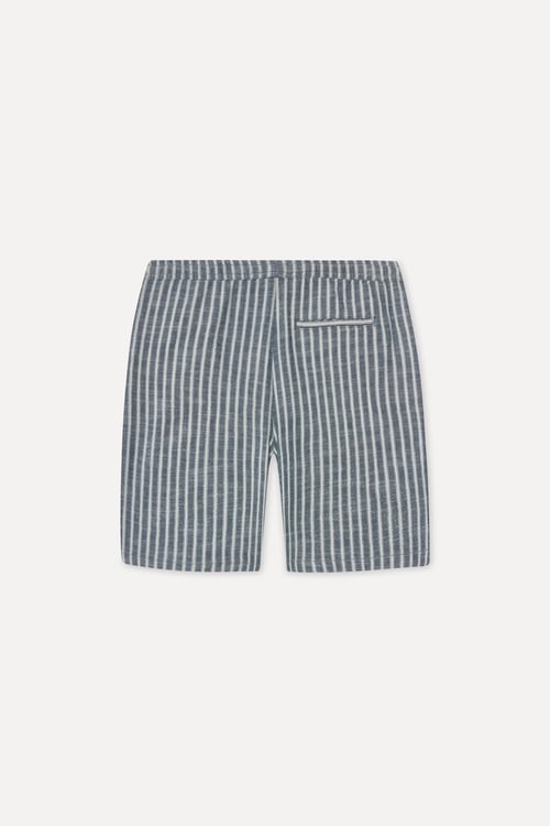 Erkek İndigo Çizgili Straight Fit Şort