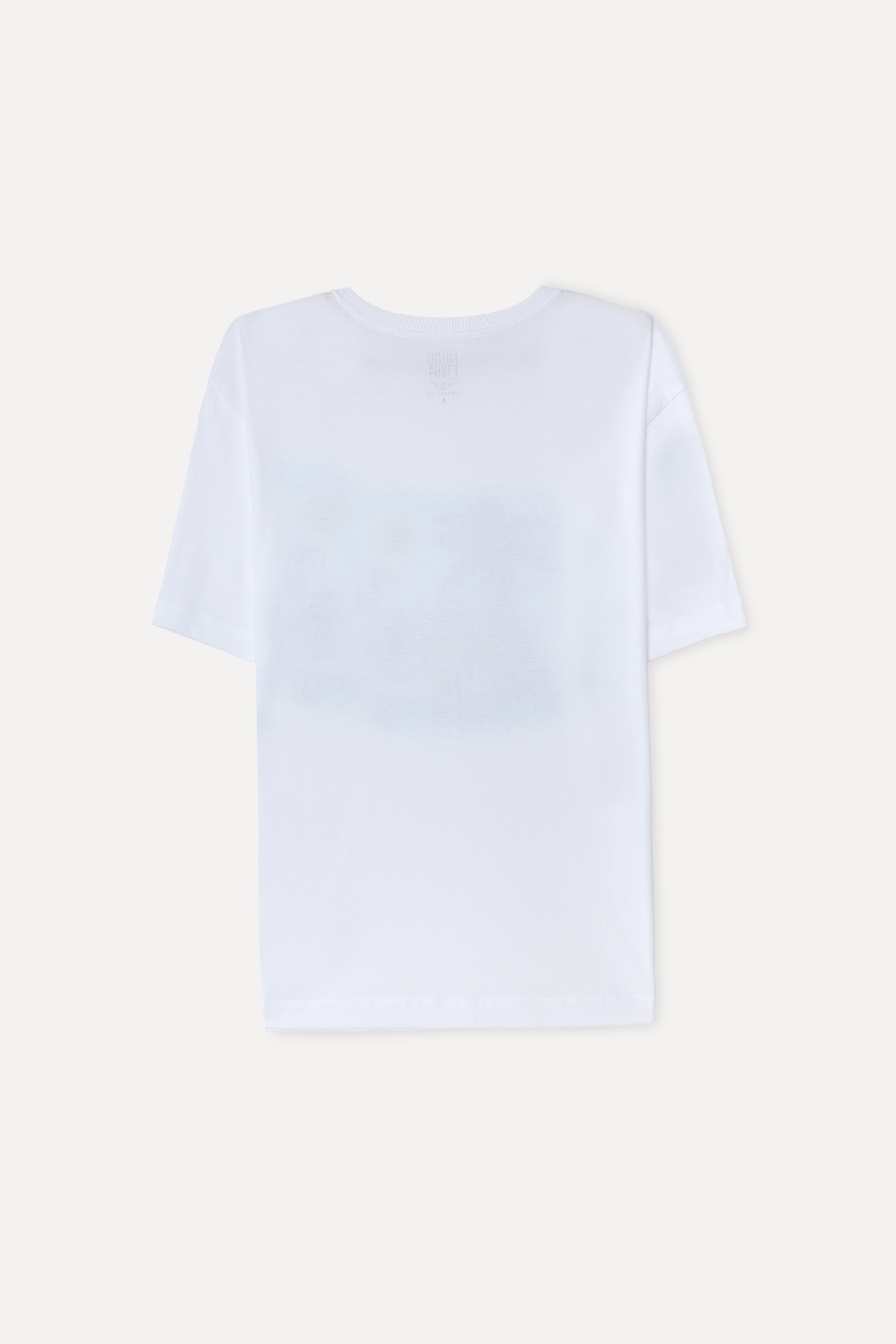 Erkek Beyaz Baskılı Oversize Bisiklet Yaka T-Shirt