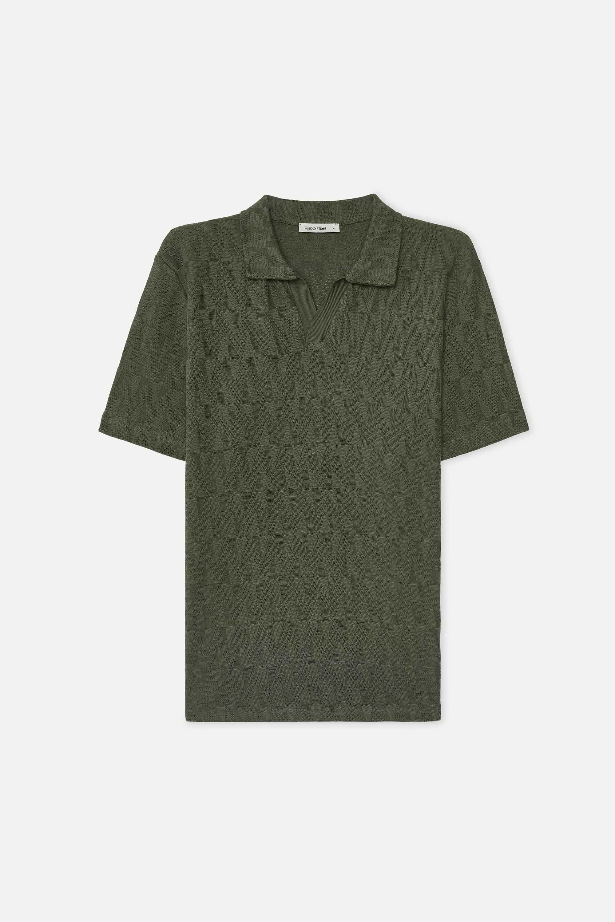 Erkek Haki Dokulu Loose Fit Polo Yaka T-Shirt