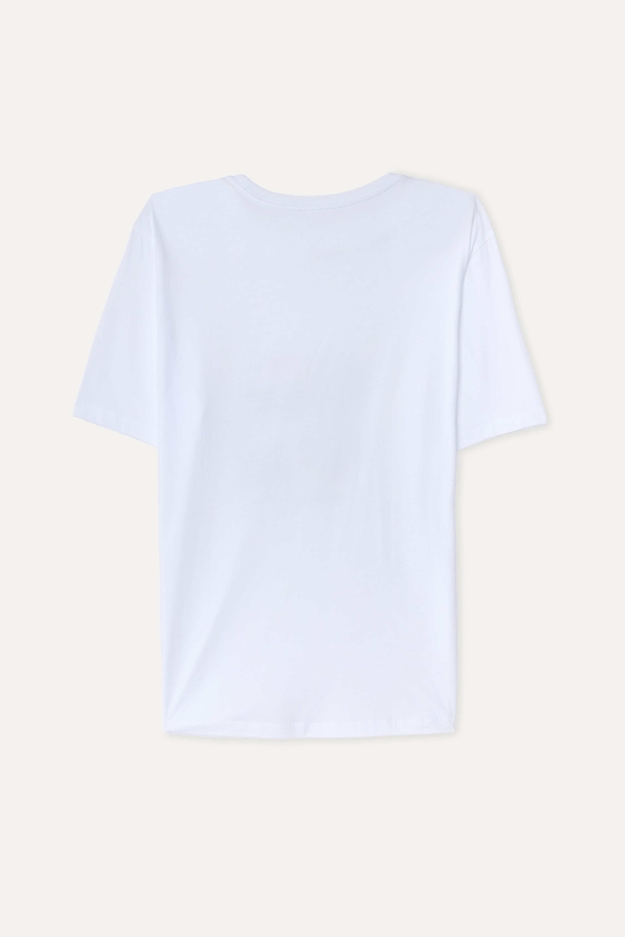 Erkek Beyaz Baskılı Bisiklet Yaka T-Shirt