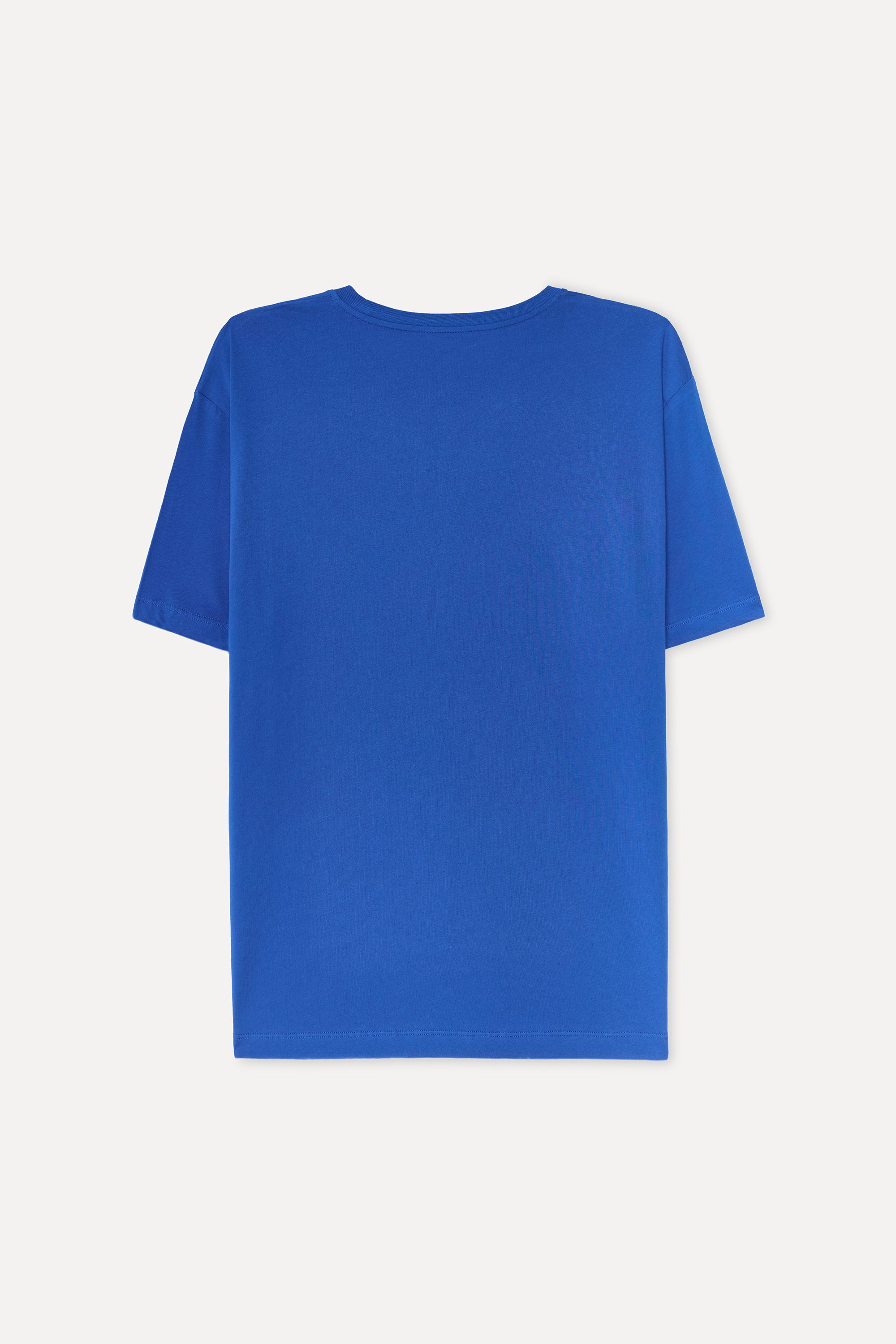 Erkek Mavi Baskılı Comfort Fit Bisiklet Yaka T-Shirt