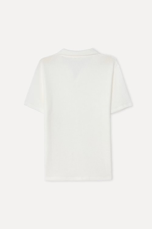 Erkek Kırık Beyaz Polo Yaka T-Shirt