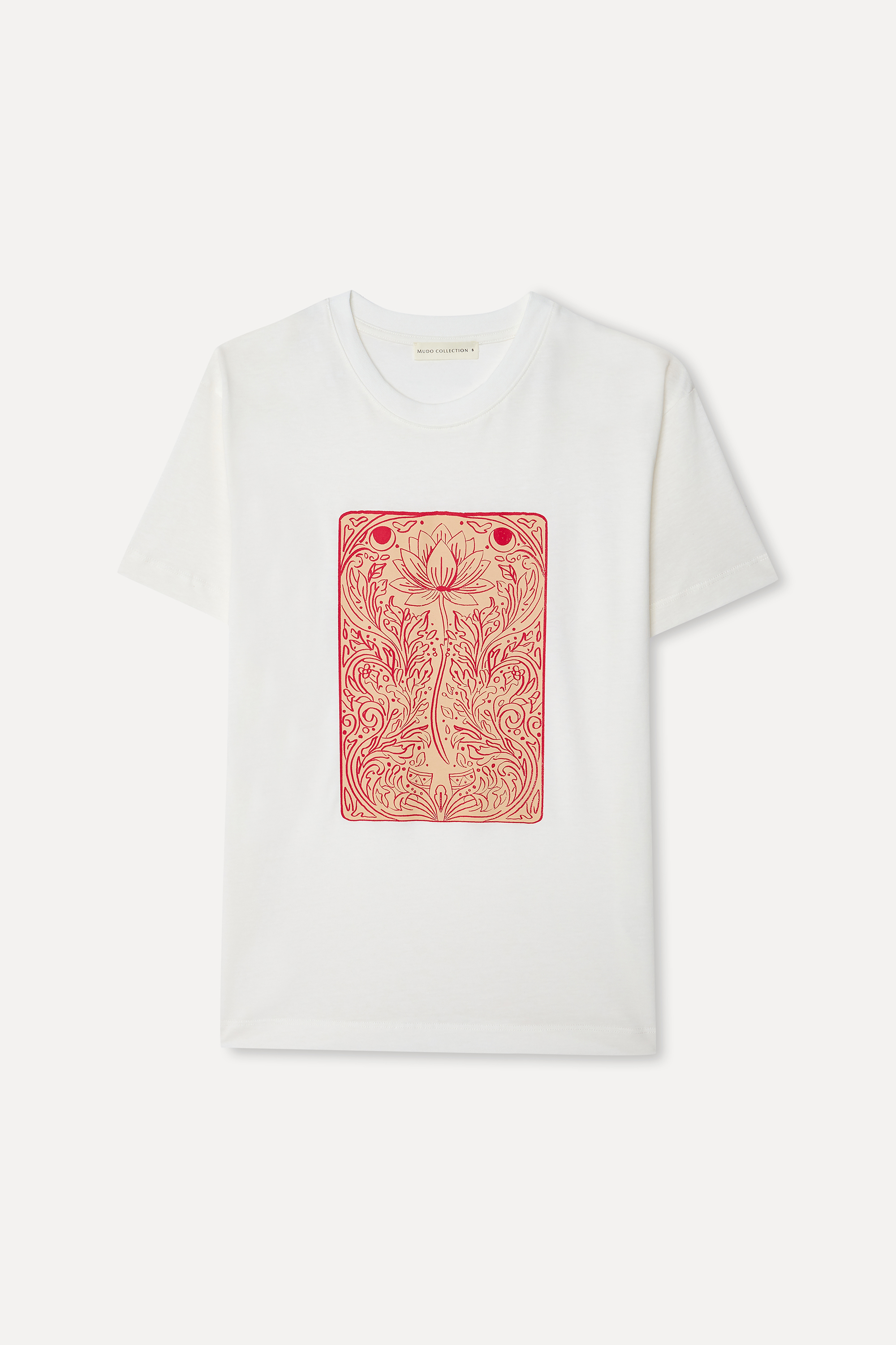 Kadın Beyaz Baskılı Bisiklet Yaka T-Shirt