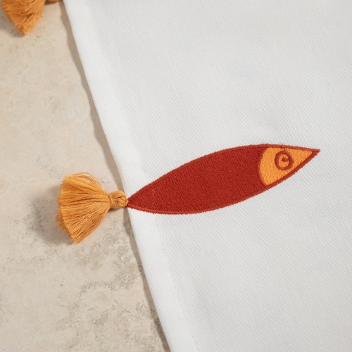 FISH PÜSKÜLLÜ RUNNER EKRU 50X130