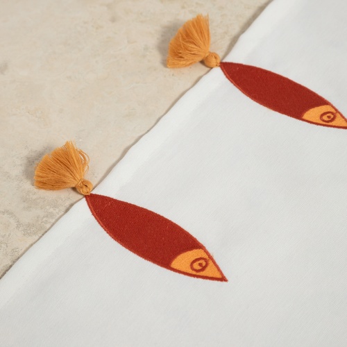 FISH PÜSKÜLLÜ RUNNER EKRU 50X130