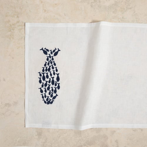 FISH NAKIŞLI KETEN RUNNER 45X130