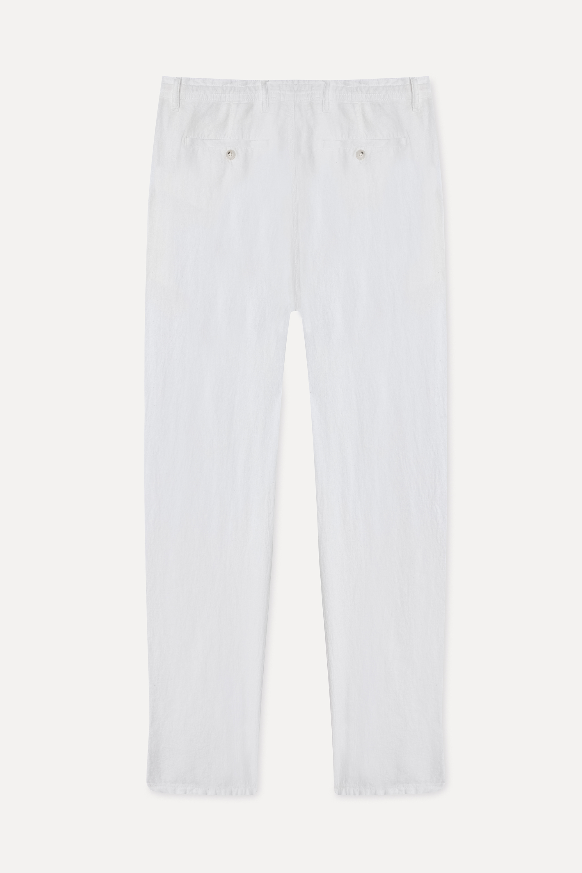 Erkek Beyaz Straight Fit Keten Pantolon