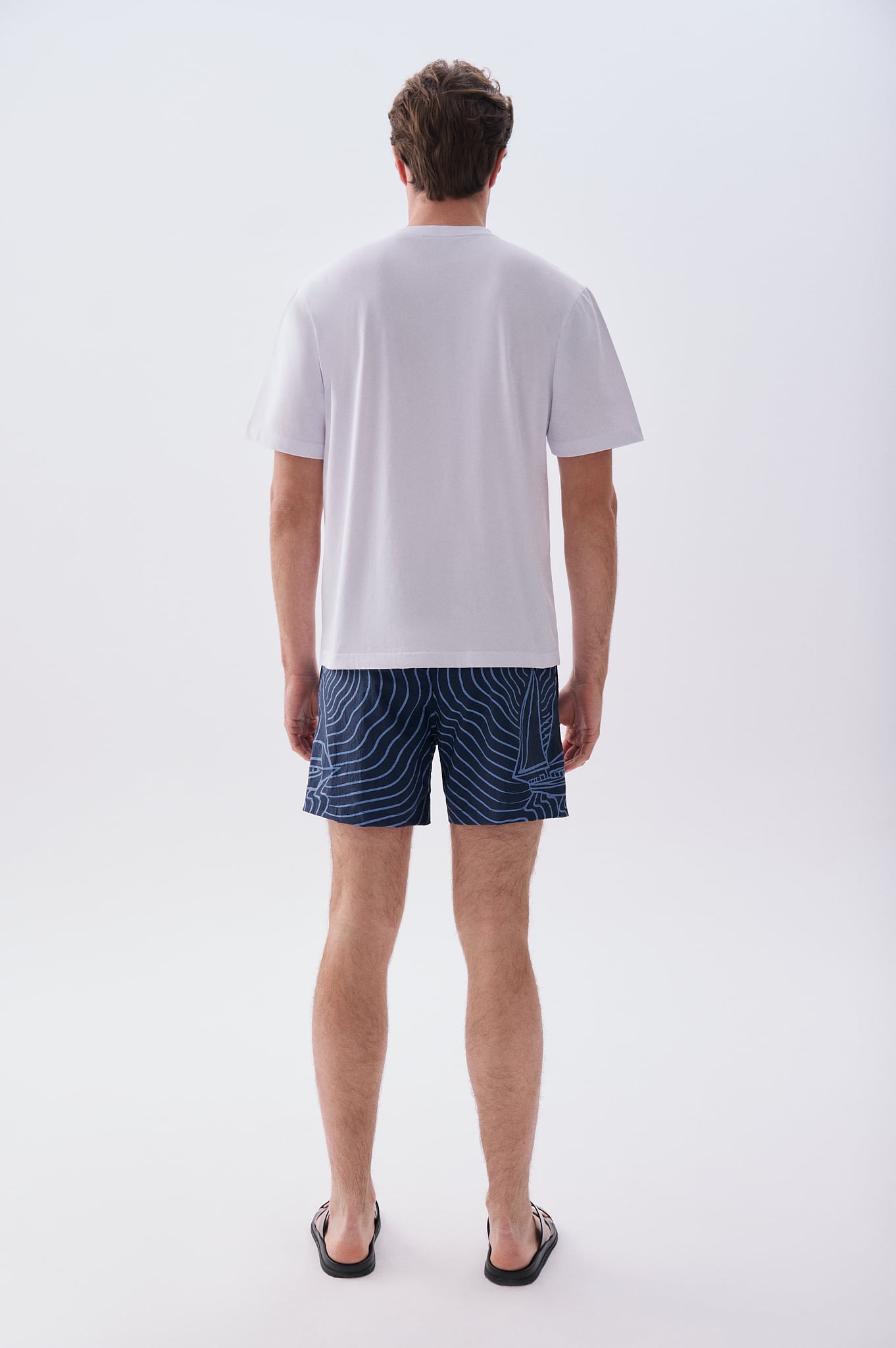 Mudo X Bozburun YC Erkek Kırık Beyaz Baskılı Bisiklet Yaka T-Shirt