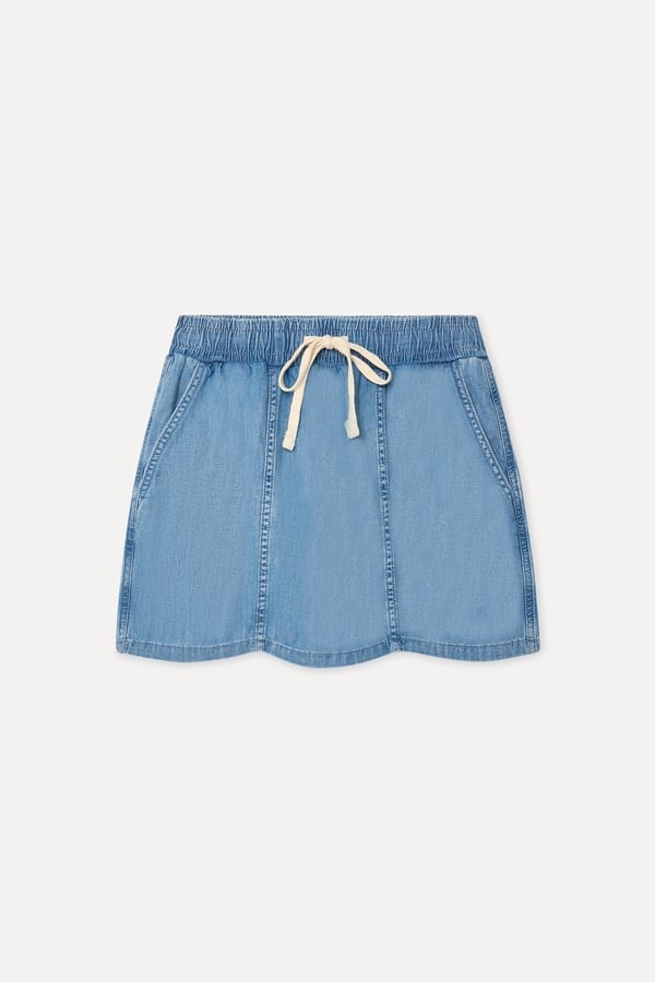 Kadın İndigo Beli Bağlamalı Şort Etek