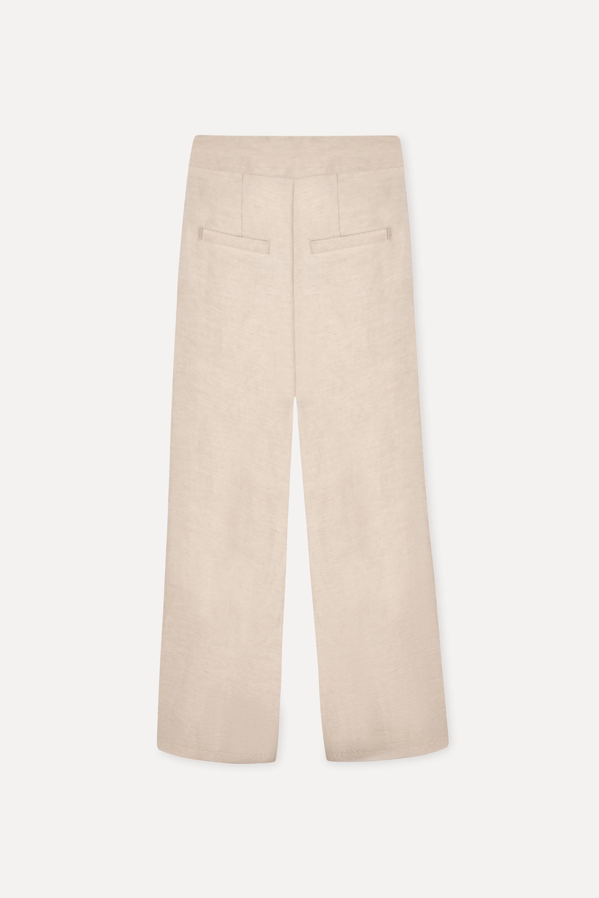 Kadın Bej Rengi Relax Fit Keten Karışımlı Pantolon