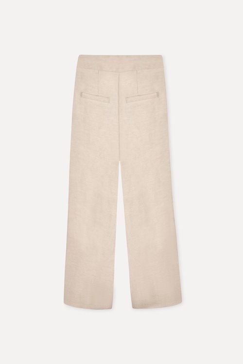 Kadın Bej Rengi Relax Fit Keten Karışımlı Pantolon