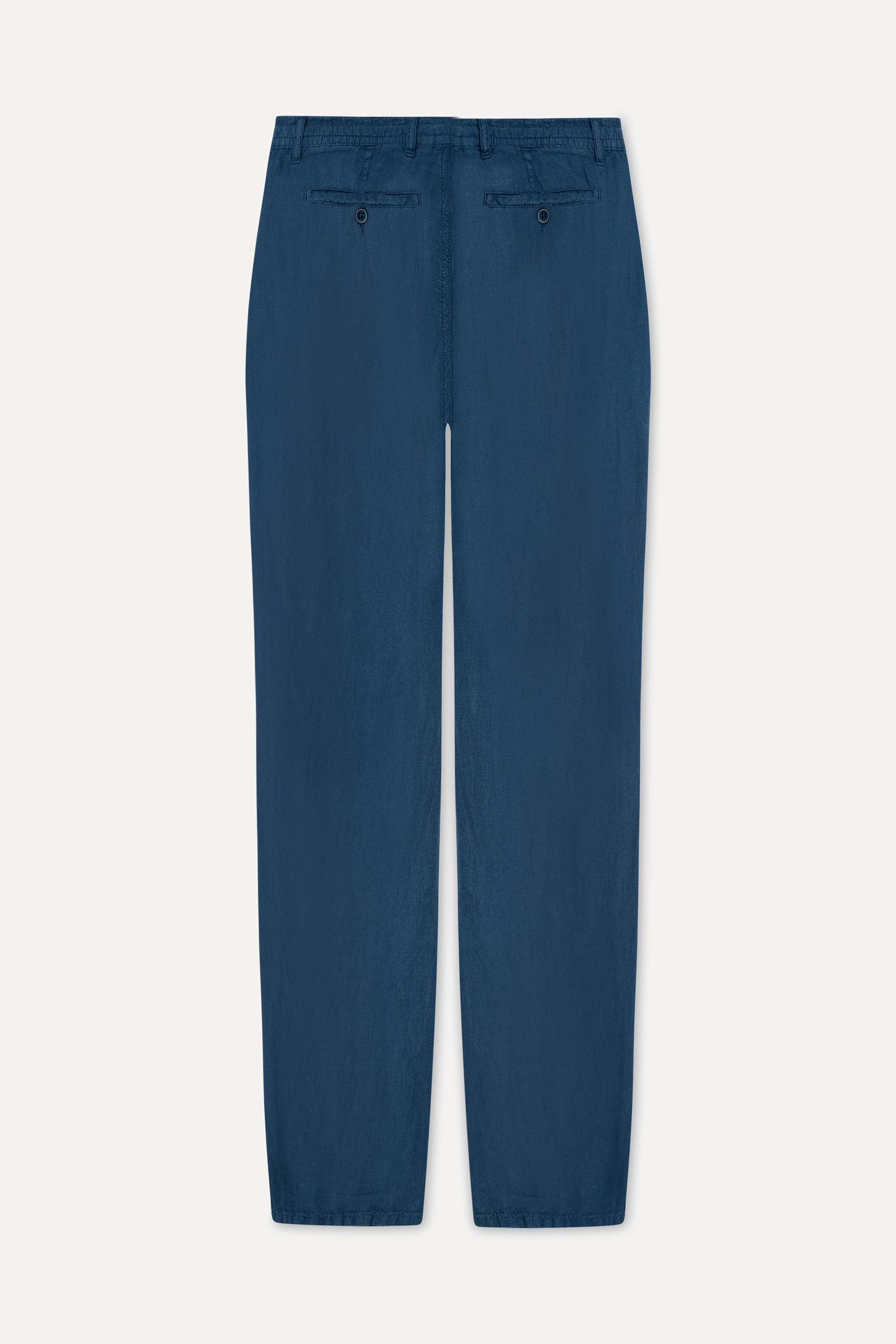Erkek İndigo Straight Fit Keten Pantolon