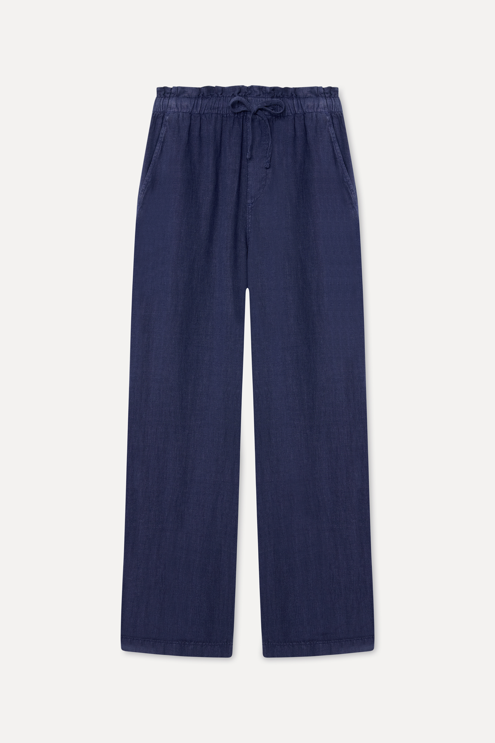 Kadın Lacivert Comfort Fit Keten Pantolon