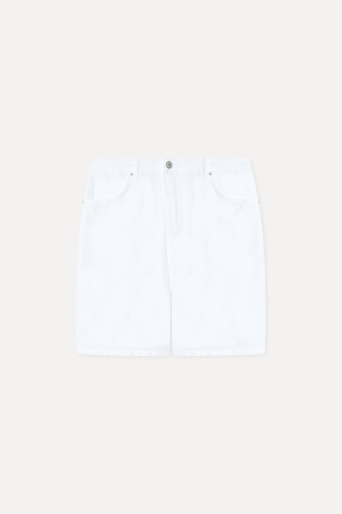 Erkek Beyaz Straight Fit Şort