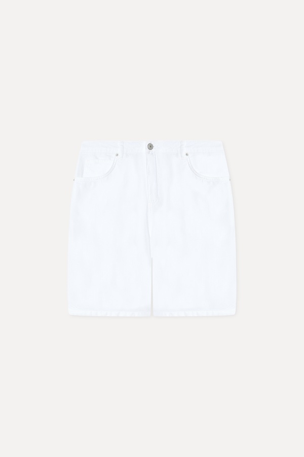 Erkek Beyaz Straight Fit Şort