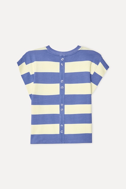 Kadın Sarı Çizgili Loose Fit Kolsuz T-Shirt