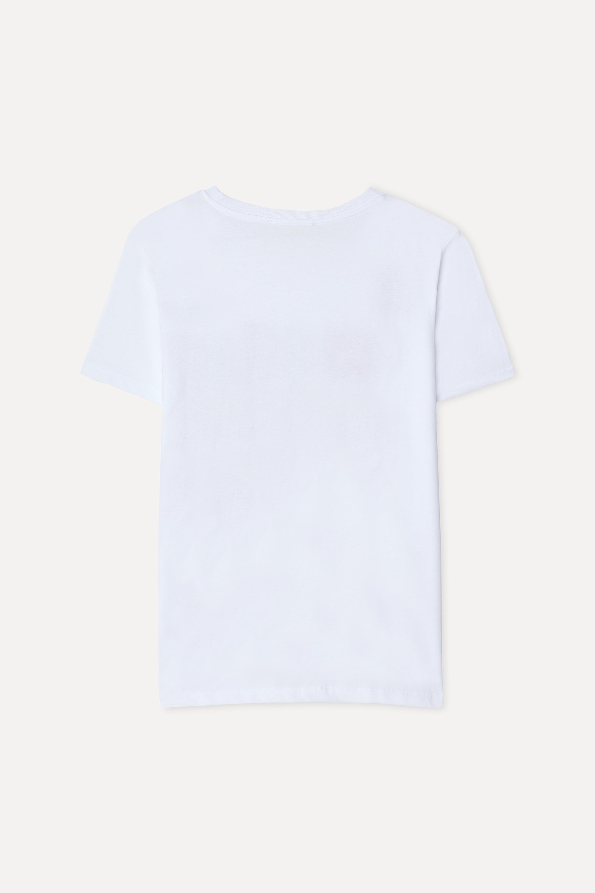Kadın Beyaz Baskılı Bisiklet Yaka T-Shirt