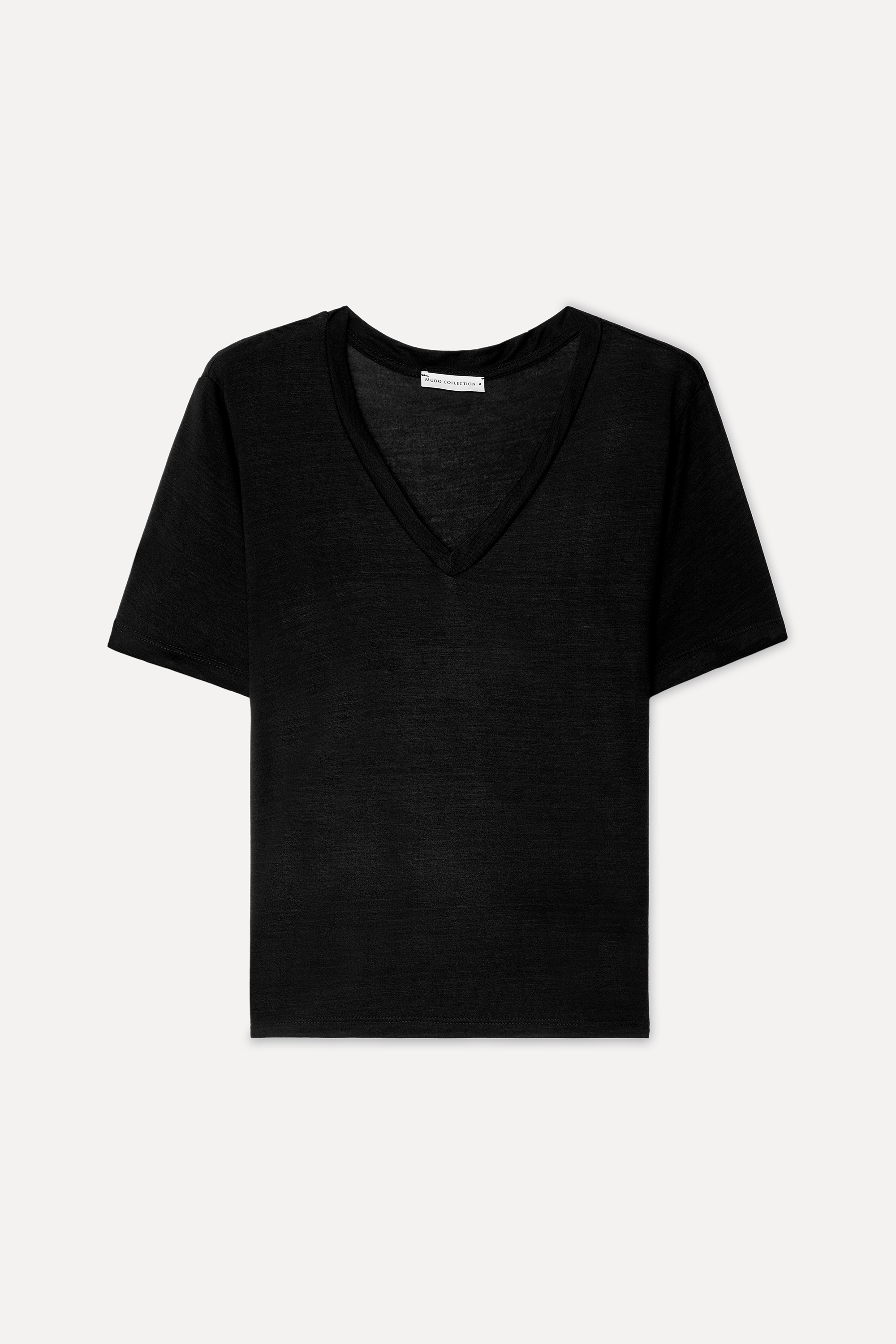 Kadın Siyah V Yaka Modal T-Shirt