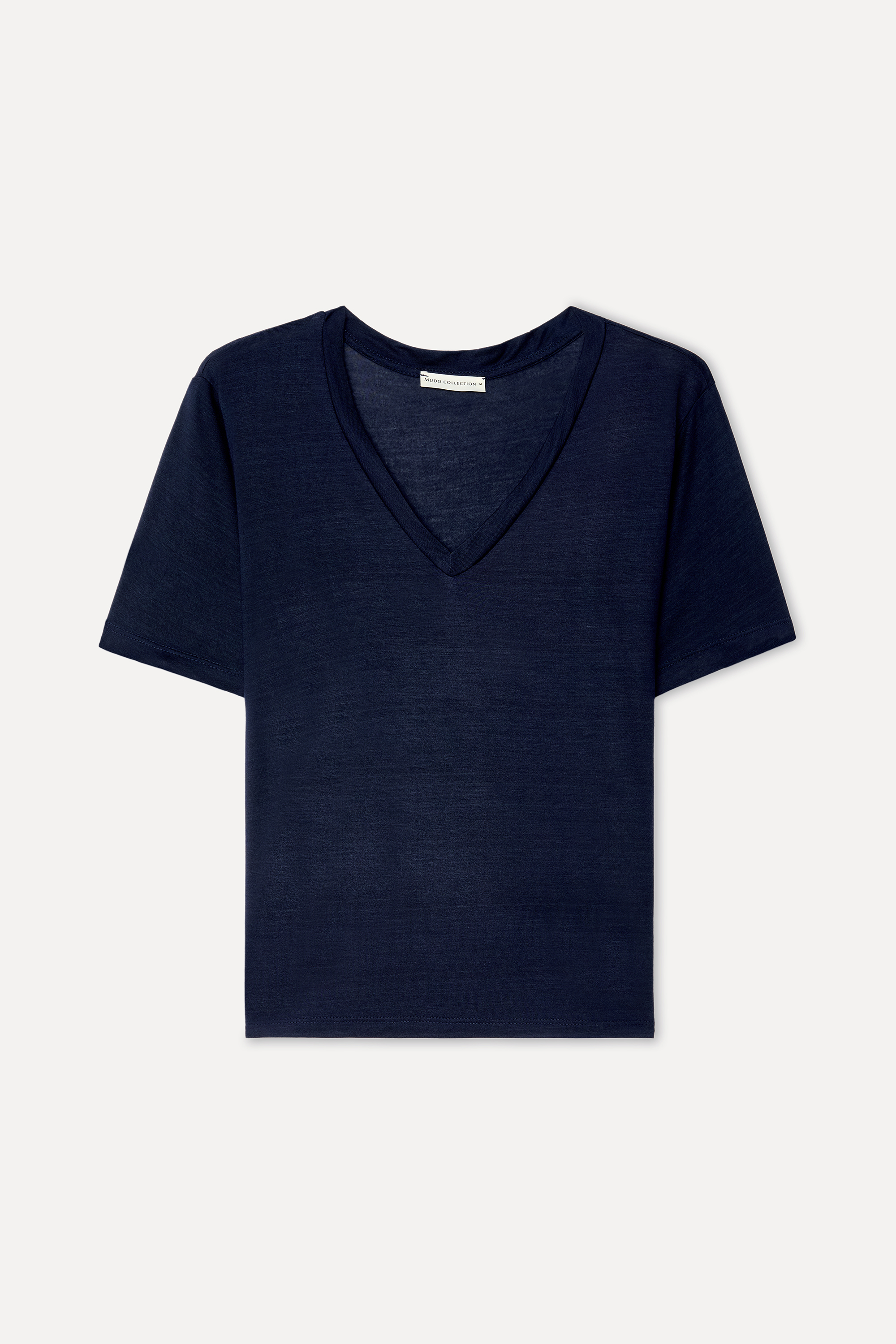 Kadın Lacivert V Yaka Modal T-Shirt