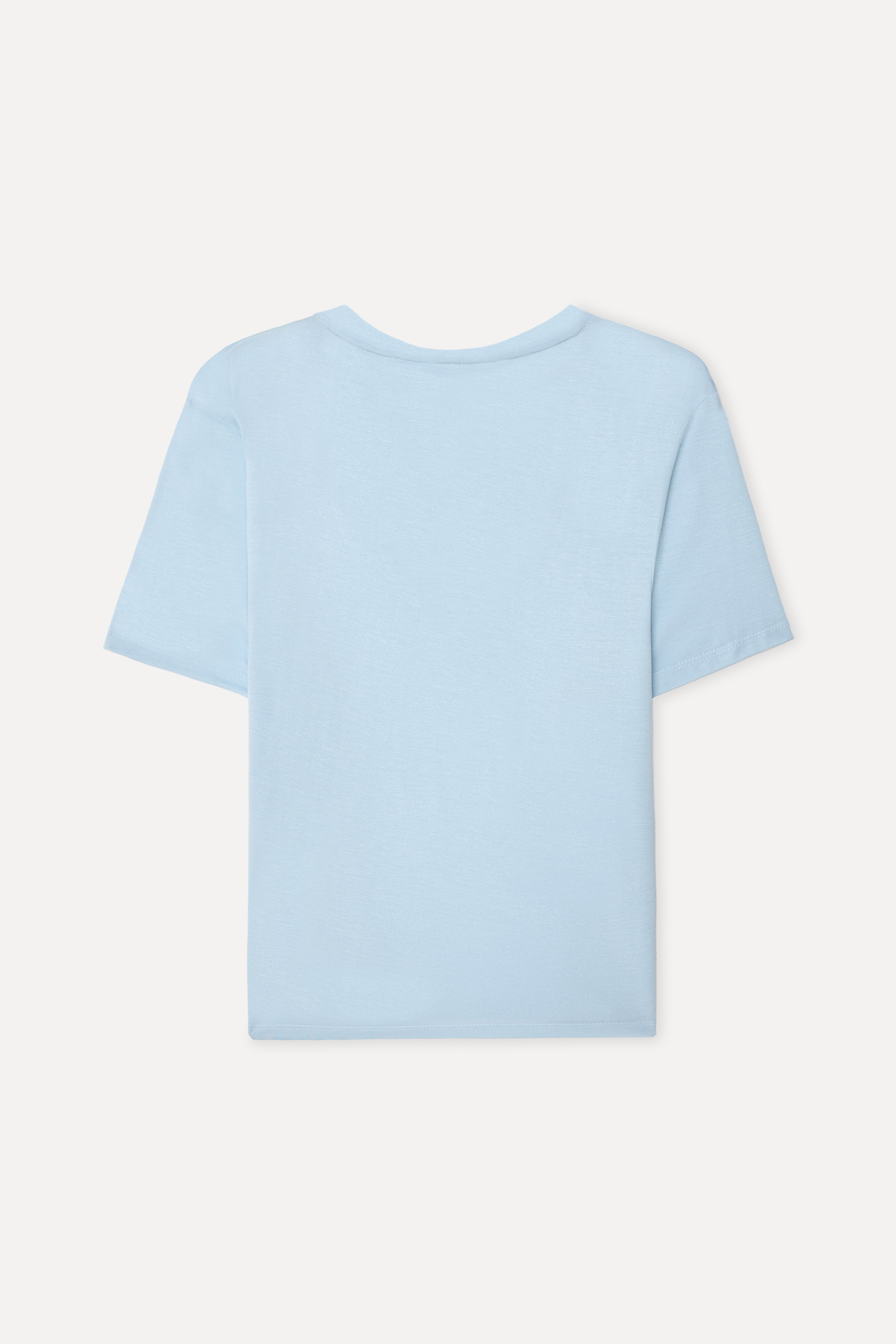 Kadın Mavi V Yaka Modal T-Shirt