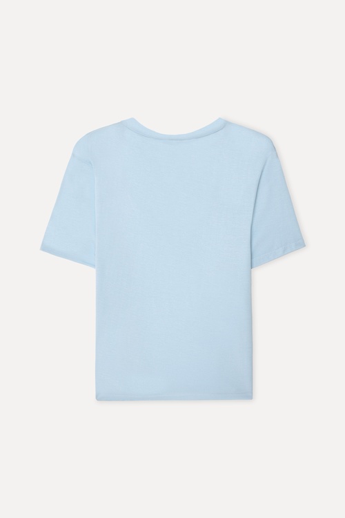 Kadın Mavi V Yaka Modal T-Shirt