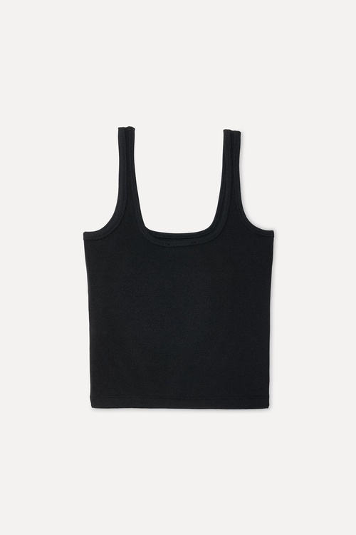  Kadın Siyah Fitted U Yaka Atlet