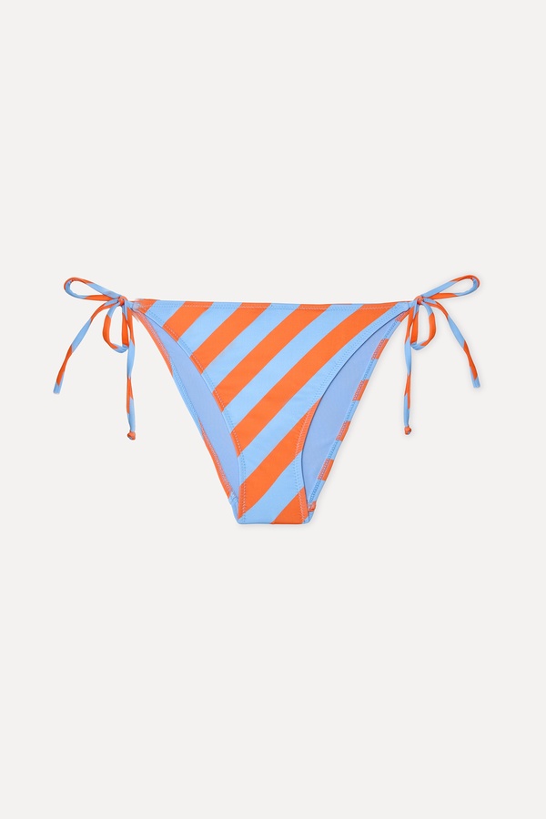 Kadın Turuncu Çizgili Bağlamalı Bikini Altı