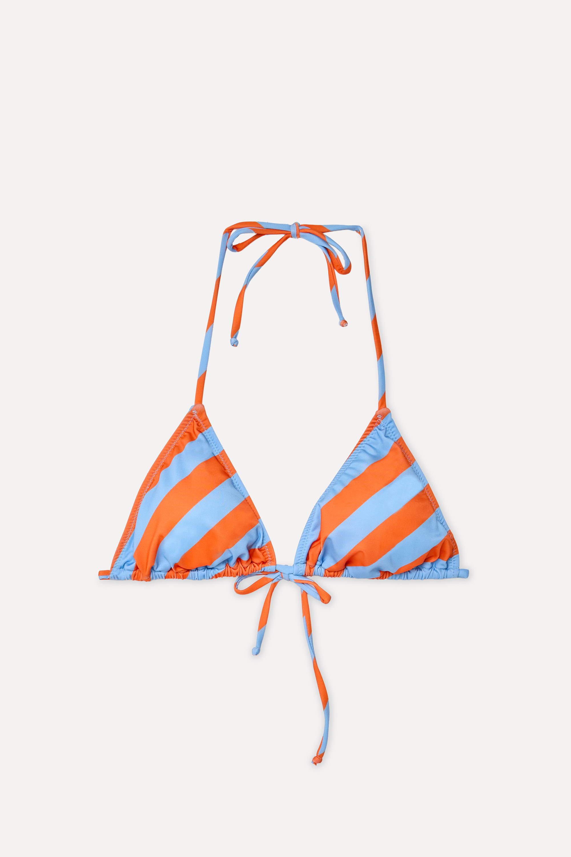 Kadın Turuncu Çizgili Üçgen Bikini Üstü