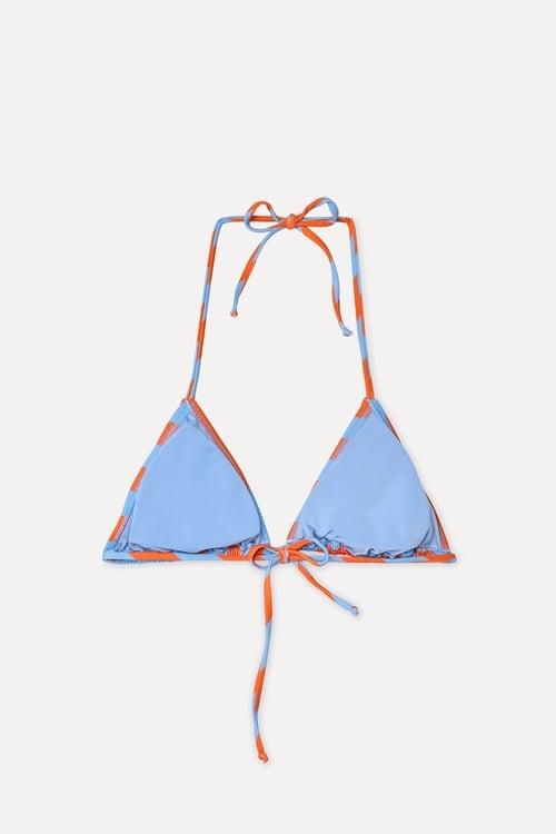 Kadın Turuncu Çizgili Üçgen Bikini Üstü