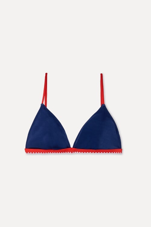 Kadın Lacivert Nakışlı Üçgen Bikini Üstü