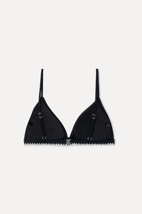 Kadın Siyah Nakışlı Üçgen Bikini Üstü