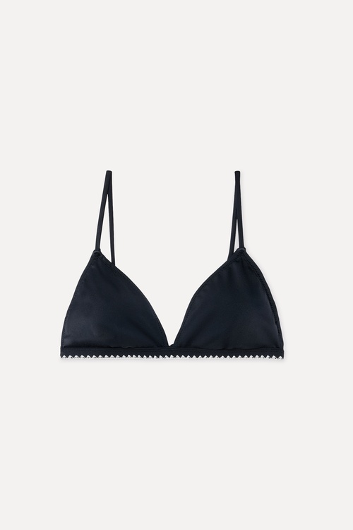 Kadın Siyah Nakışlı Üçgen Bikini Üstü