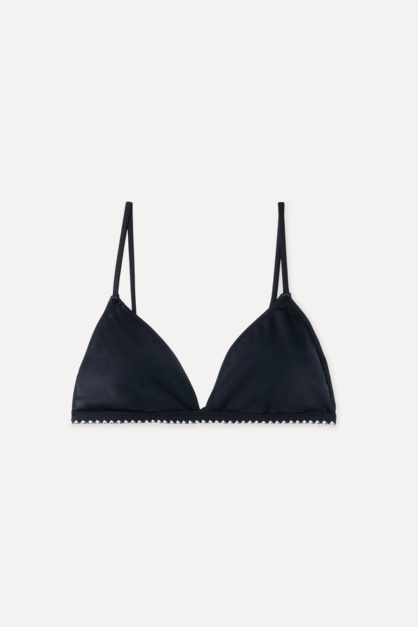 Kadın Siyah Nakışlı Üçgen Bikini Üstü