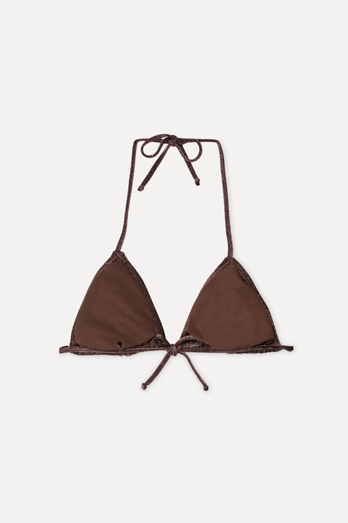  Kadın Bronz Üçgen Bikini Üstü