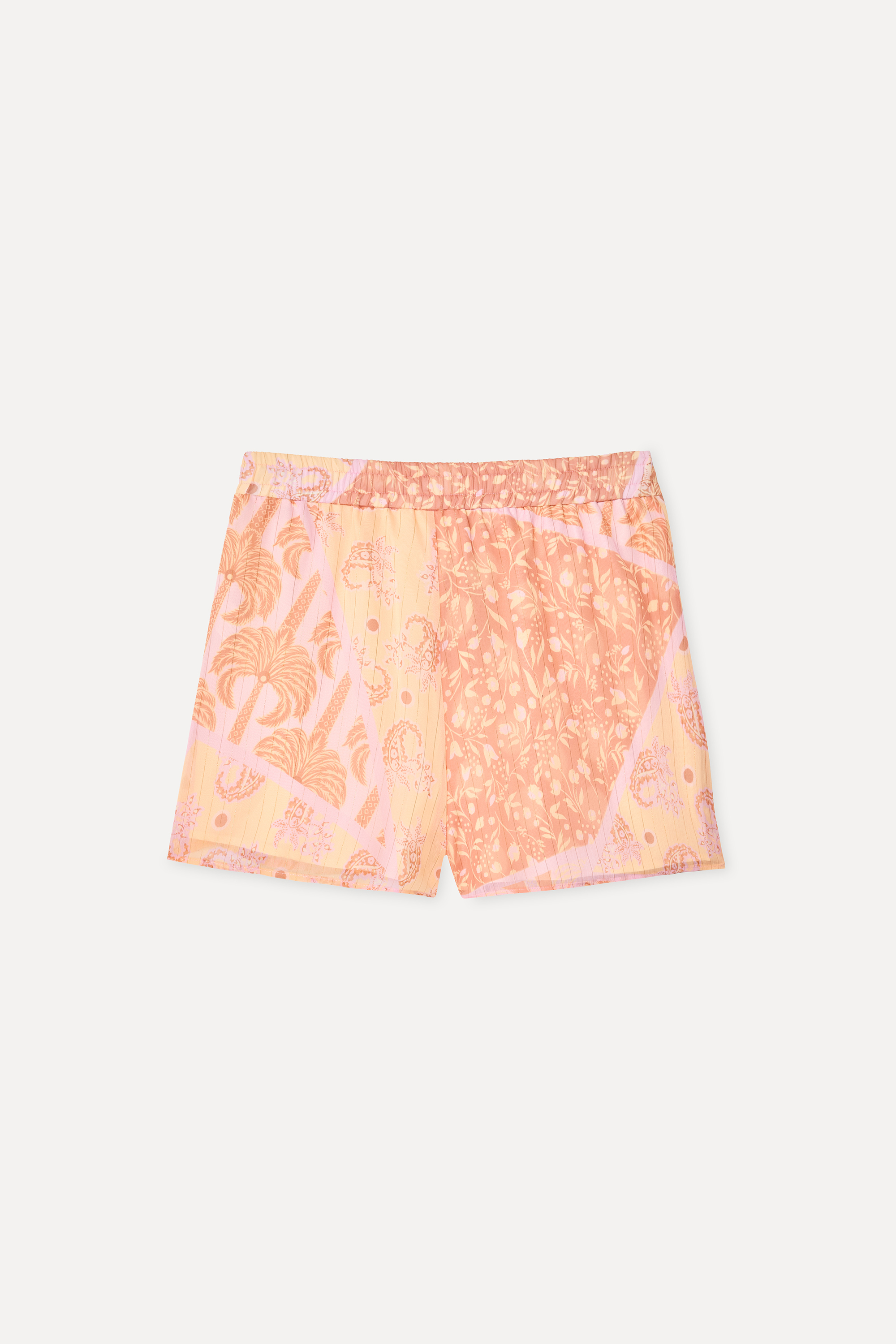 Kadın Pembe Desenli Comfort Fit Şort