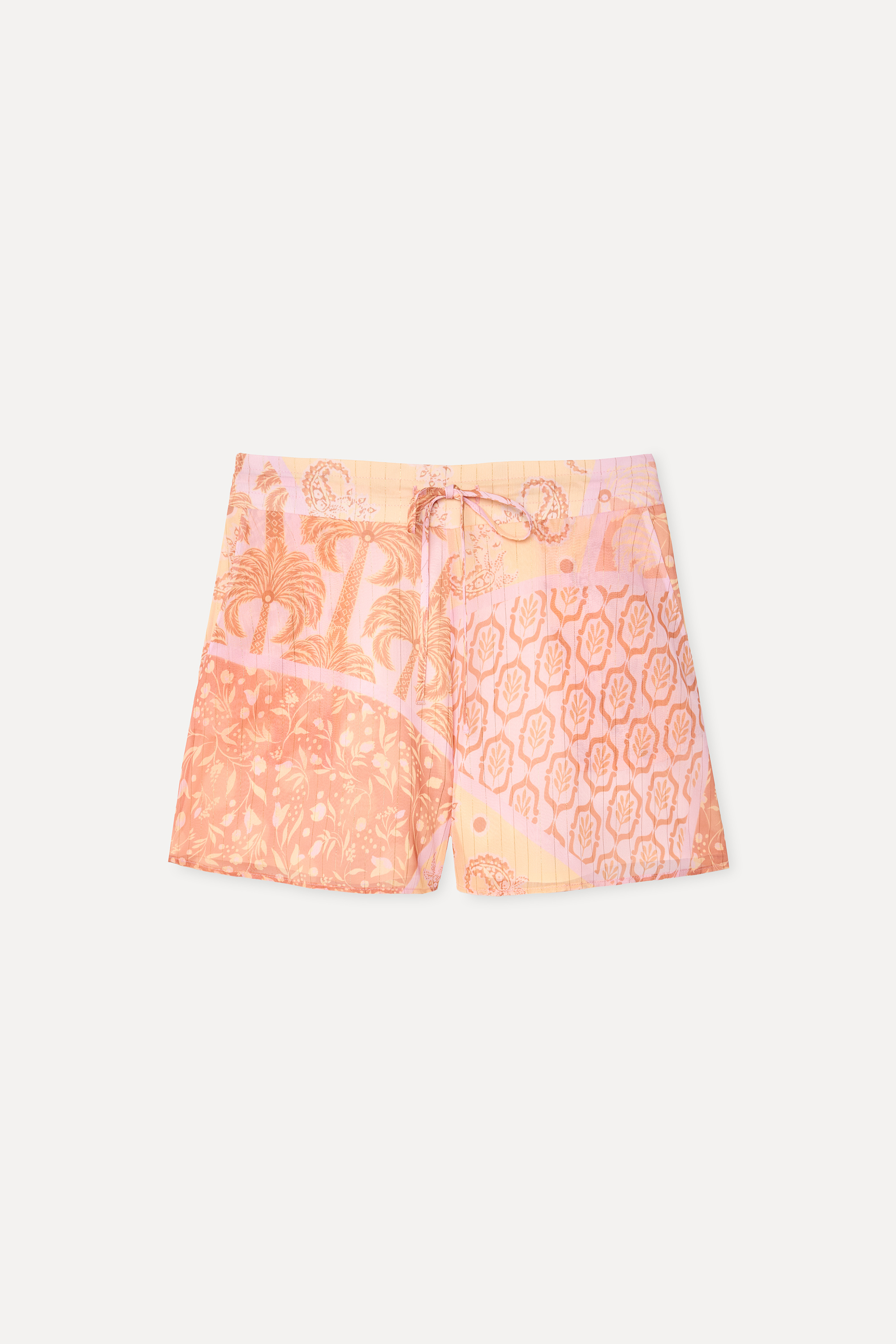 Kadın Pembe Desenli Comfort Fit Şort