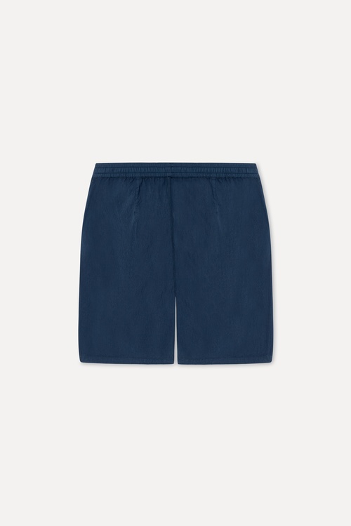  Erkek Lacivert Seersucker Straight Fit Şort
