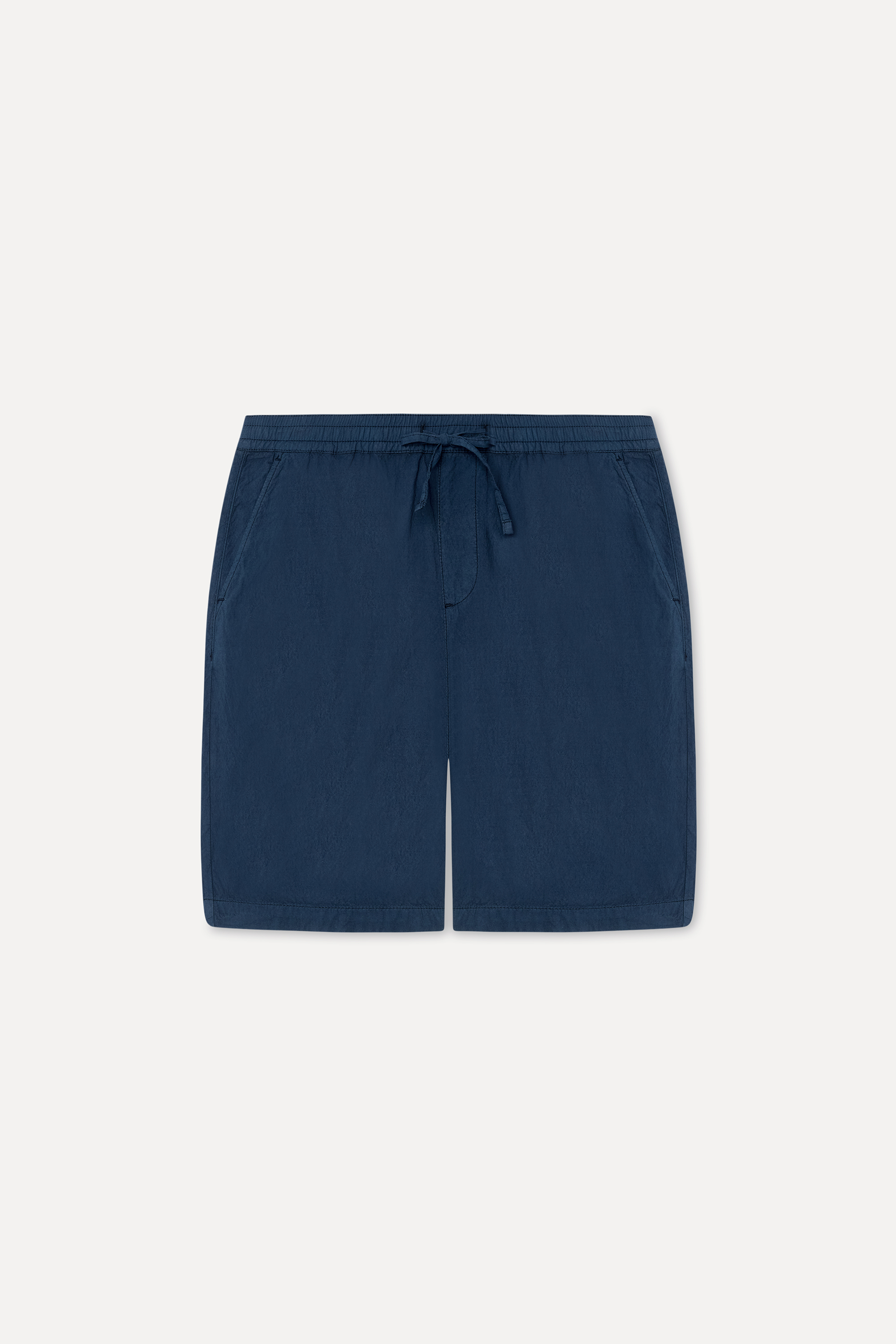 Erkek Lacivert Seersucker Straight Fit Şort