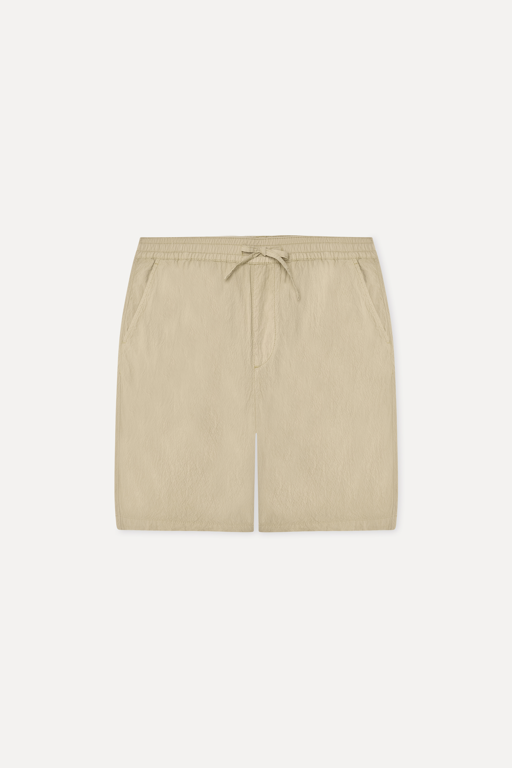 Erkek Bej Rengi Seersucker Straight Fit Şort
