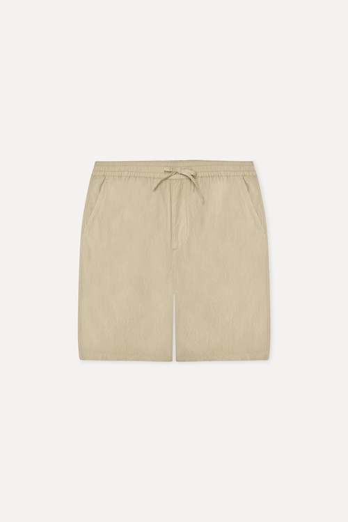 Erkek Bej Rengi Seersucker Straight Fit Şort