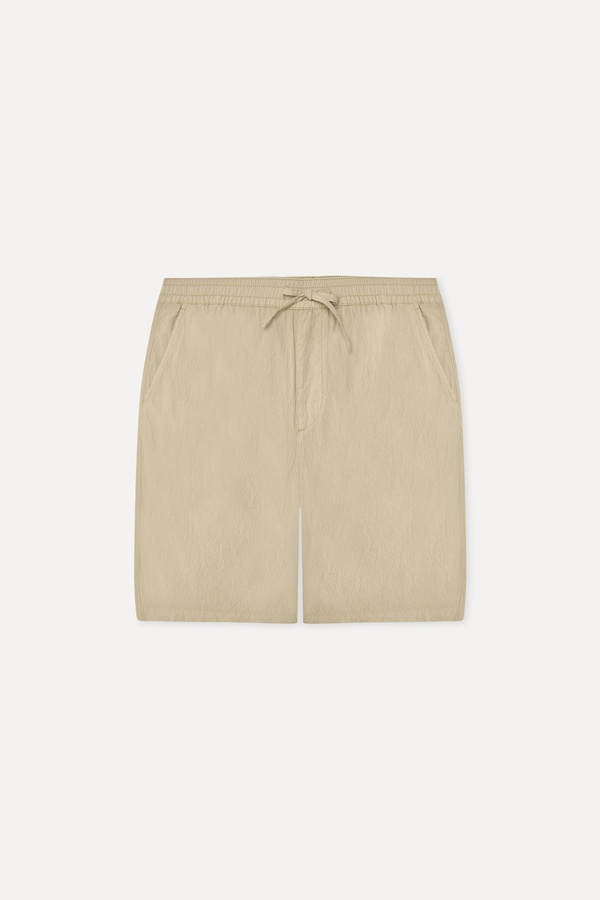 Erkek Bej Rengi Seersucker Straight Fit Şort