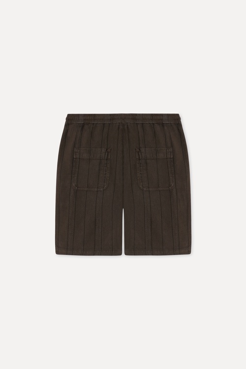 Erkek Kahverengi Çizgili Straight Fit Şort