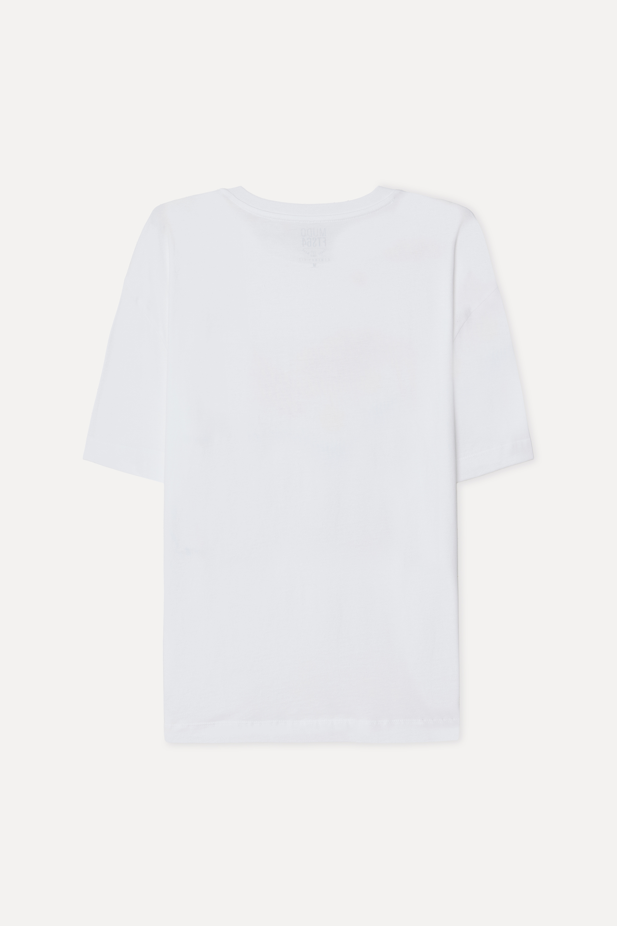 Erkek Beyaz Baskılı Oversize Bisiklet Yaka T-Shirt