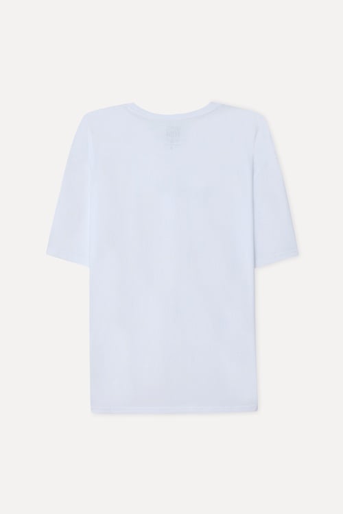  Erkek Beyaz Baskılı Comfort Fit Bisiklet Yaka T-Shirt