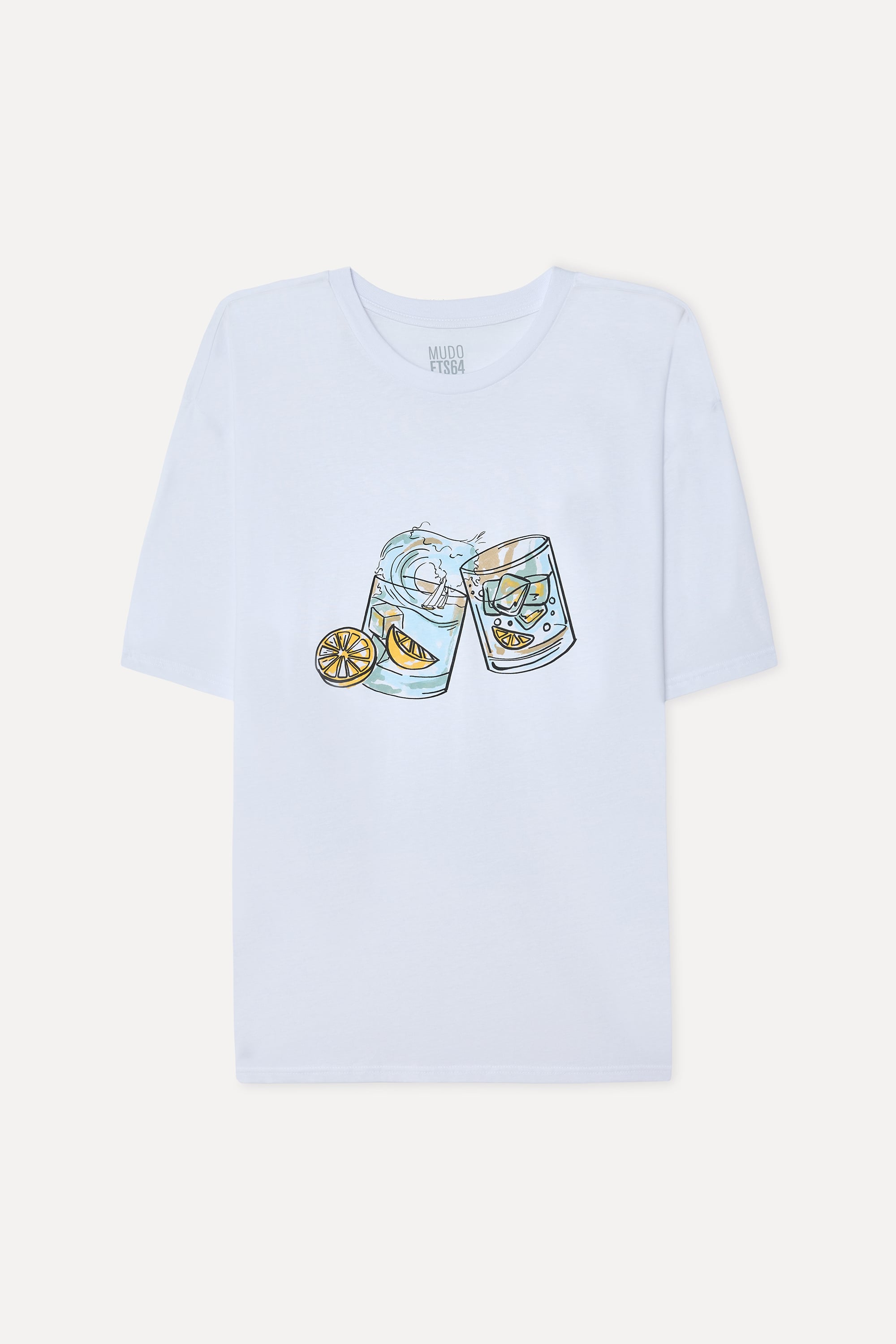 Erkek Beyaz Baskılı Comfort Fit Bisiklet Yaka T-Shirt