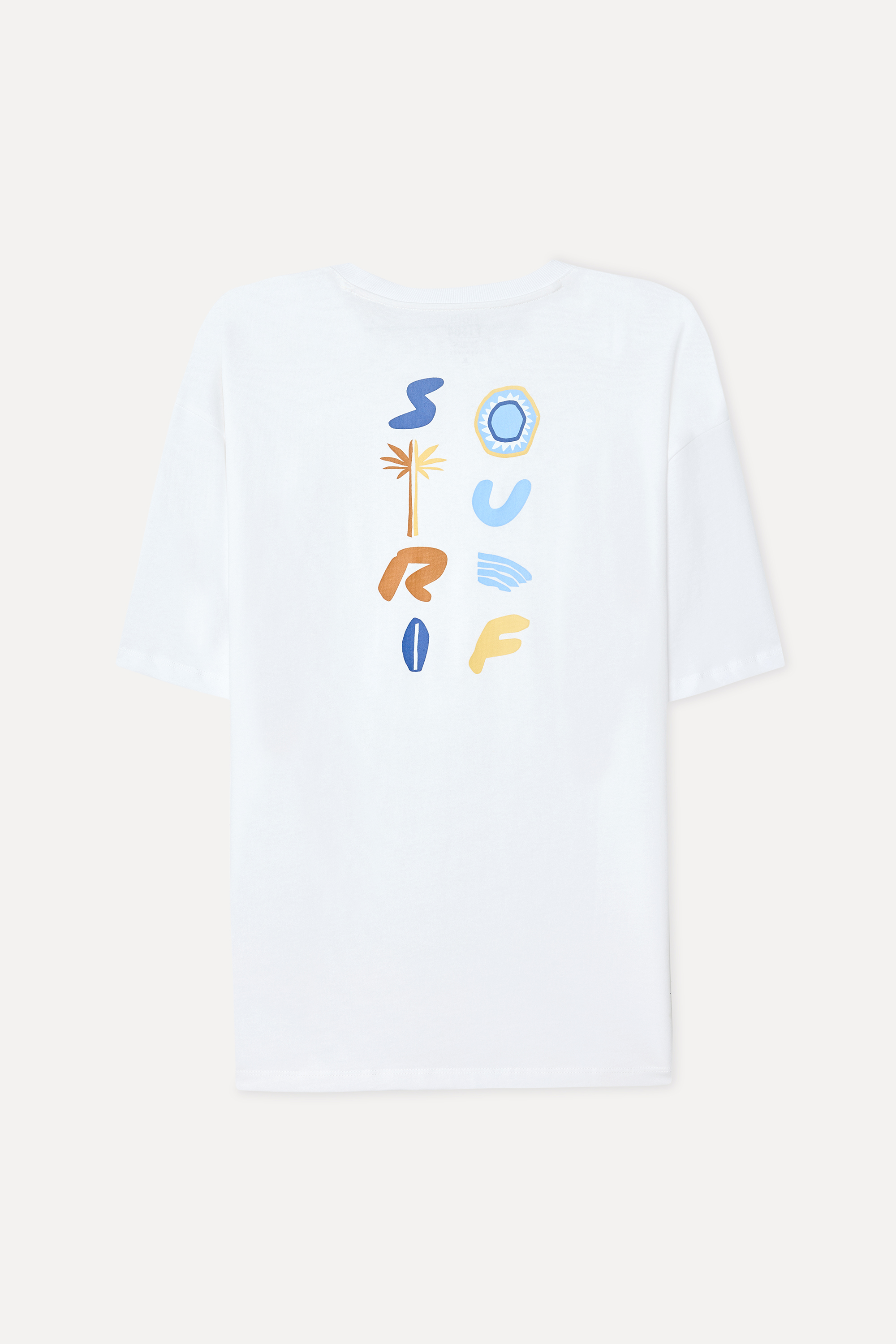 Erkek Beyaz Baskılı Bisiklet Yaka T-Shirt
