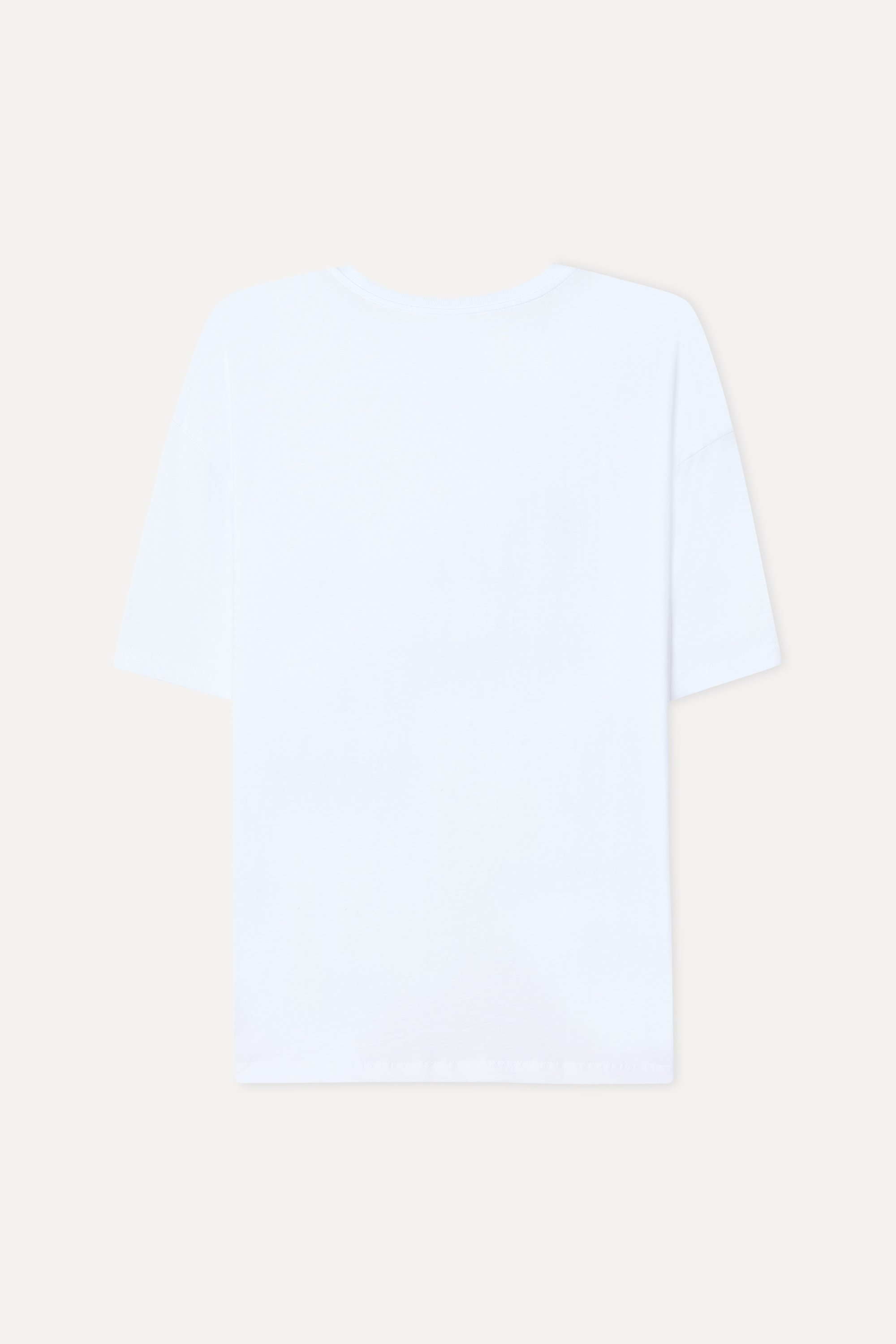 Erkek Beyaz Baskılı Oversize Bisiklet Yaka T-Shirt